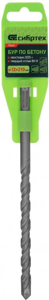 Бур СИБРТЕХ Бур по бетону, 12 x 210mm, SDS PLUS// СИБРТЕХ Бур по бетону, 12 x 210mm, SDS PLUS//