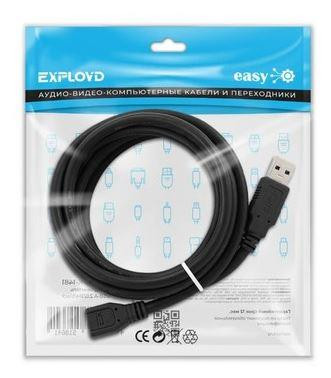 Кабель EXPLOYD EX-K-1481 удлинитель USB/USB-A/2.0/чёрный/3M