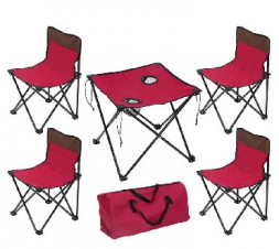 Стол ЭКОС TD-10 складной стол и 4-е стула темно-вишневый (993120)