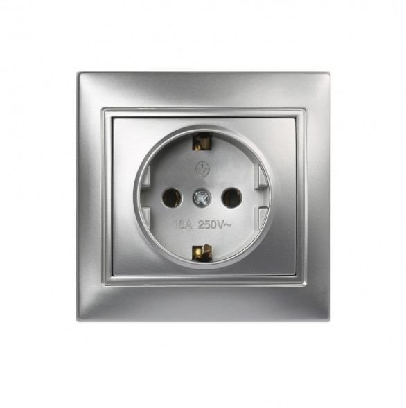 Розетка SMARTBUY (SBE-01s-16-S1-Z-c) Венера, 1-местная, серебро