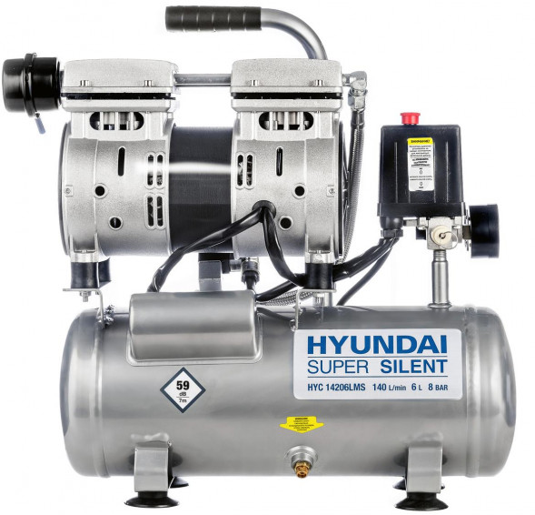 Компрессор HYUNDAI Компрессор безмасляный НYC 14206LMS поршневой, бесшумный