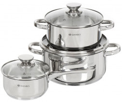 Набор посуды DANIKS GS-01201-6S (358015) 6 пр, кастрюли 1.5,3.1,5.4 л
