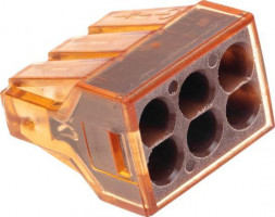 Клемма REXANT (07-5276) Экспресс-клемма СМК 773-606 с пастой, 6-проводная 0,75-4 мм (50 шт/уп)