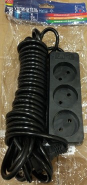 Удлинитель UNIEL (UL-00003609) S-GCD3-7B BLACK Standart 7м 3 гнезда с/з Черный