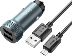 АЗУ HOCO (6931474795656) Z49 Metal grey АЗУ 2USB 2.4A для micro USB