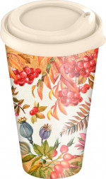 Стакан HOMVER IZI-GO Теплый дом с крышкой 550мл с декором (бежевый) 222141927/09