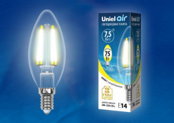 Лампочки светодиодные UNIEL (UL-00003245) LED-C35-7,5W/WW/E14/CL GLA01TR