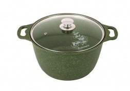 Кастрюля KUKMARA к61tsml а/пр литая 6,0л стекл/кр Trendy style malachite