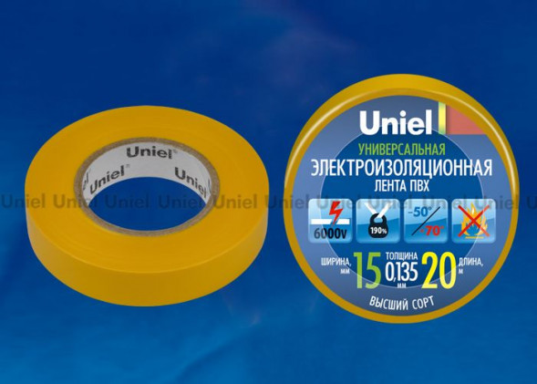 Изоляционная лента UNIEL (04489) UIT-135P 20/15/01 YEL