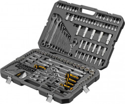 Набор инструментов DENZEL Набор инструментов, 1/2", 1/4", 3/8", CrV, S2, пластиковый кейс, 216 предметов 15807