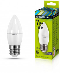 Лампа ERGOLUX LED-C35-7W-E27-6K (Эл.лампа светодиодная Свеча 7Вт E27 6500K 172-265В)