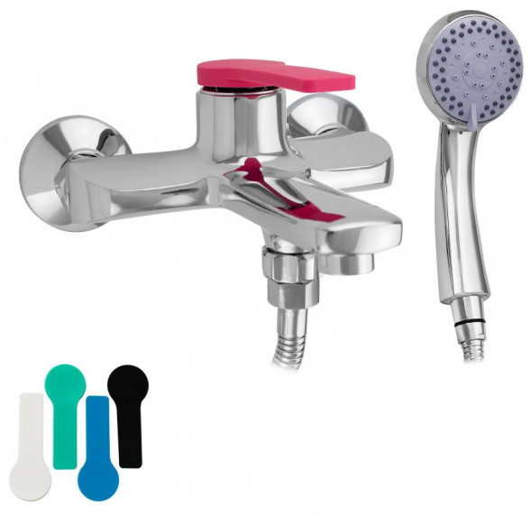 Смеситель для ванны GFMARK 5410 Смеситель в ванную шаровый короткий нос со сменными разноцветными ручками