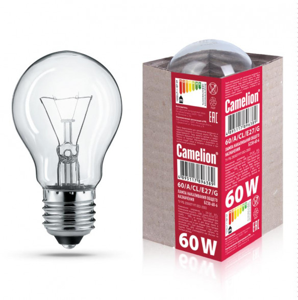 Лампа CAMELION (15042) 60/A/CL/E27/G