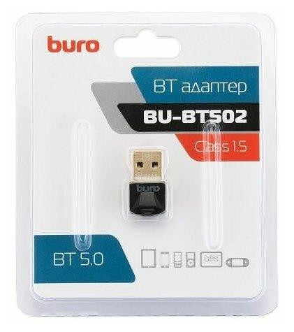 BURO Адаптер USB BU-BT502 BT5.0+EDR class 1.5 20м черный