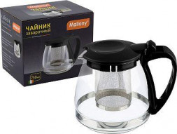 Чайники заварочные MALLONY Чайник заварочный DECOTTO-750, объем: 750 мл, с пластик ручкой, фильтр из нерж стали, цвет: чёрный (910132)