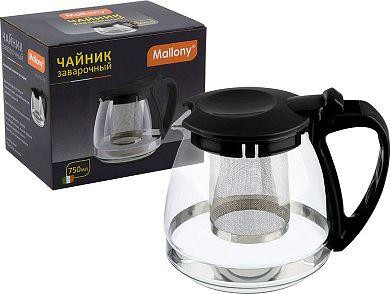 Чайники заварочные MALLONY Чайник заварочный DECOTTO-750, объем: 750 мл, с пластик ручкой, фильтр из нерж стали, цвет: чёрный (910132)