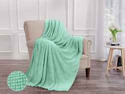 Плед ОРИОН НФ-00003261 Wellsoft luxe/Шахматка, мятный/1,5 сп