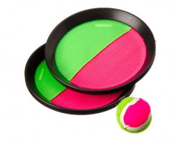 Подвижные игры на воздухе SILAPRO Набор поймай мяч, детский (2 тарелки-липучки, мяч), пластик 134-027