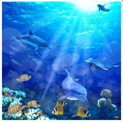 Штора для ванной BRIMIX 02-09 Шторка в ванную комнату фотопечать - МОРСКОЕ ДНО