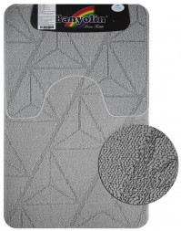 Коврик для ванной САНАКС 00853 Коврик в ванную CROSS-LOOP, двойной, СЕРЫЙ, однотонный, 500х800, 500х400 мм,100% полиэстер