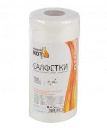 Салфетка РЫЖИЙ КОТ Салфетки из спанлейса в рулоне с перфорацией 25*30см, 100шт. (002925)
