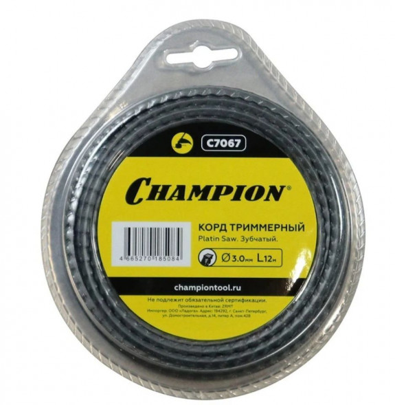 Корд триммерный CHAMPION C7067 Корд трим.PLATIN SAW 3.0мм*12м (зубчатый)