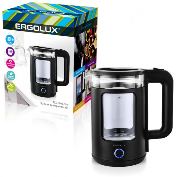 Чайник электрический ERGOLUX ELX-KG08-C02 черный