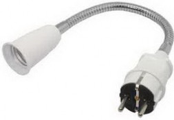 Переходник ECOLA APF7NWEAY Переходник вилка-патрон E27 гибкий 300мм без выключателя Белый