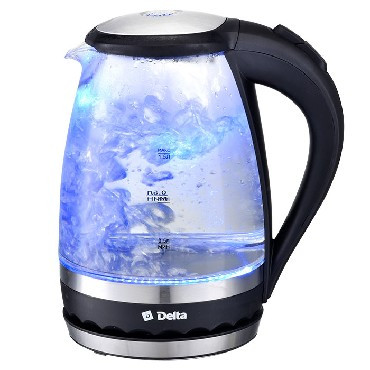 Чайник электрический DELTA DL-1202 стекло черный