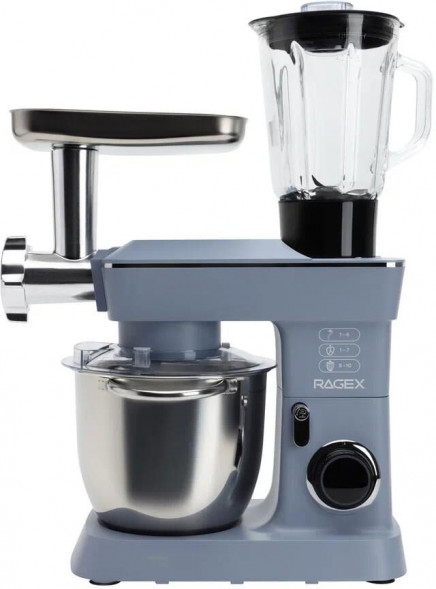 Кухонный комбайн 14 в 1 RAGEX R112, 4.5л, 1300Вт, цвет: 418 (ледяной голубой), КИТАЙ RAGEX R112-418
