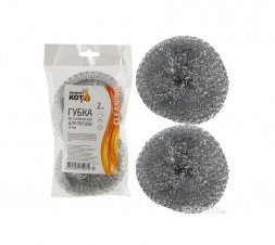 Губка д/посуды РЫЖИЙ КОТ Губка металлическая для посуды, сетка, вес 15 гр., 2 шт. (310569)