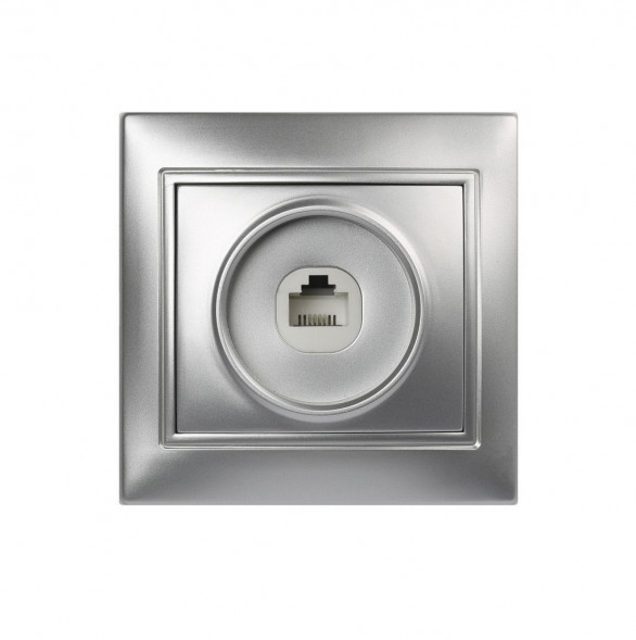 Розетка SMARTBUY (SBE-01s-S1-PH) Венера, 1-местная, серебро