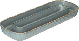 Менажница BRONCO 189-365 SOUL KITCHEN СИНЯЯ овальная 2 секции 30*11,5*3,5см