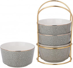 LEFARD НАБОР САЛАТНИКОВ НА МЕТАЛЛ. ПОДСТАВКЕ &quot;GRAIN&quot; 4 ШТ. 350 МЛ 11,5*6,5 СМ МЯТНЫЙ (КОР=8НАБ.) 42-527