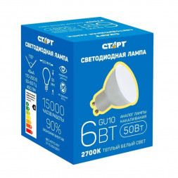 Светодиодная лампа СТАРТ (10577) LEDJCDRGU10 6W40