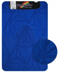 Коврик для ванной САНАКС 00850 Коврик в ванную CROSS-LOOP, двойной, СИНИЙ,однотонный, 500х800, 500х400 мм,100% полиэстер