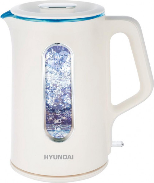 Чайник HYUNDAI HYK-G8888 1.5л. 1700Вт кремовый/прозрачный (стекло)