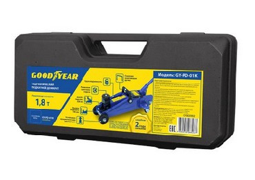 Домкрат GOODYEAR GY000902 GY-PD-01K 1,8Т 320 мм кейс с резиновой проставкой порога