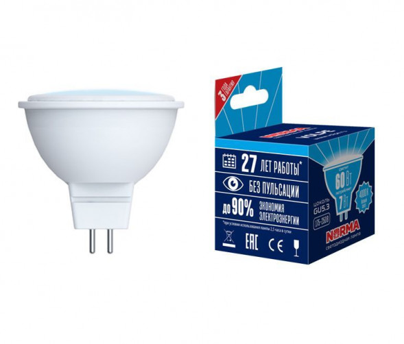 ЛАМПЫ СВЕТОДИОДНЫЕ MR16 (GU 5.3, GU10) VOLPE (UL-00003837) LED-JCDR-7W/NW/GU5.3/NR
