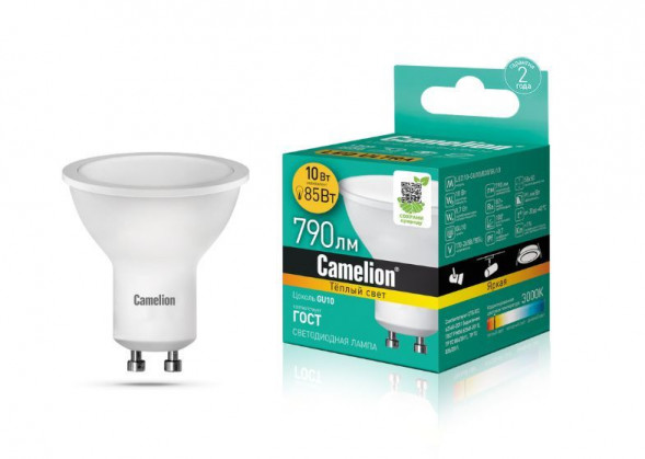 Лампа CAMELION (13682) LED10-GU10/830/10Вт