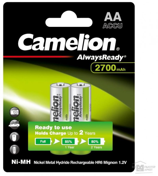 Аккумуляторы CAMELION (15036) Always Ready AA-2700mAh Ni-Mh BL-2