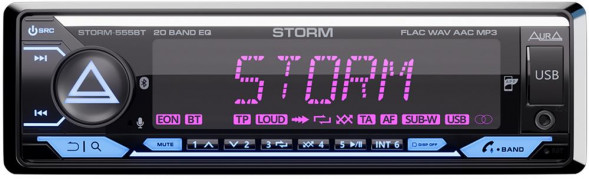 Автомагнитола AURA STORM-555BT USB/SD-ресивер 4*51w FLAC USB BT 3RCA 2-ZONE RGB ДУ