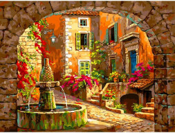 Картина по номерам БЕЛОСНЕЖКА 955-AS Дворик с фонтаном
