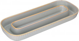 Менажница BRONCO 189-366 SOUL KITCHEN СЕРАЯ овальная 2 секции 30*11,5*3,5см