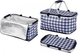Термосумка ECOS Термосумка складная с алюминиевым каркасом CB-7046-1 с принтом серая клетка, 48*27*24см 104856