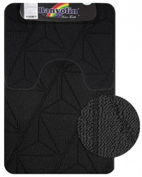 Коврик для ванной САНАКС 00852 Коврик в ванную CROSS-LOOP, двойной, ЧЕРНЫЙ, однотонный, 500х800,500х400 мм,100% полиэстер