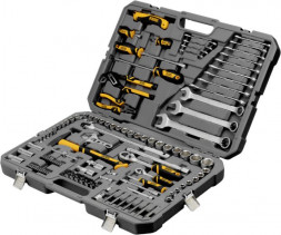 Набор инструментов DENZEL Набор инструментов, 1/2", 1/4", CrV, S2, пластиковый кейс, 122 предмета 15804