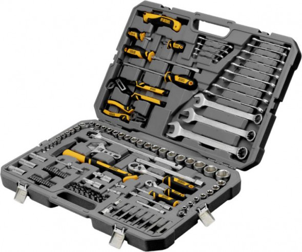 Набор инструментов DENZEL Набор инструментов, 1/2&quot;, 1/4&quot;, CrV, S2, пластиковый кейс, 122 предмета 15804