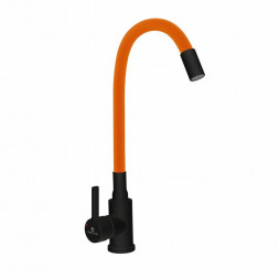 Смеситель GOTA ROCIO 016092-GOTA Black&White Смеситель д/кухни с гибким оранжевым силиконовым изливом