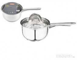 MALLONY Ковш Mediano, объем 1,9 л, диа 16 см, из нерж стали с крышкой, ручки стали, капсулир дно (005441)